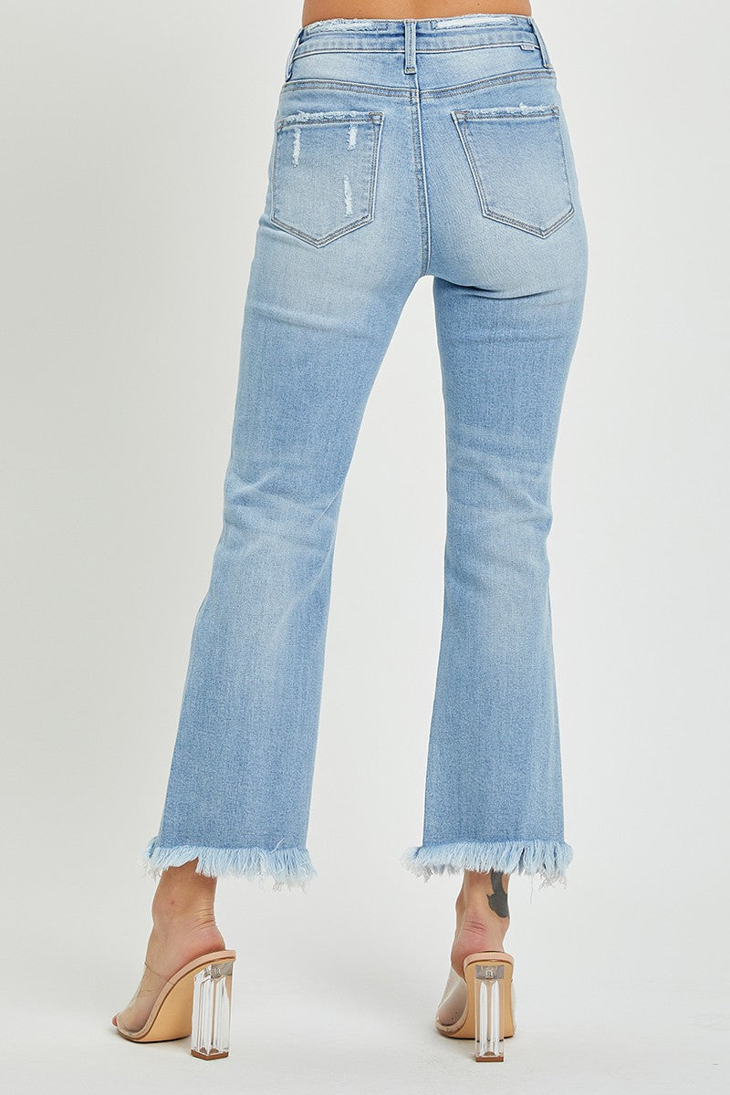 Risen Cropped Frayed Jeans