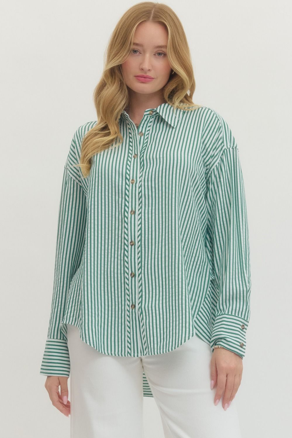 Southern Stroll Striped Button-Down Top
