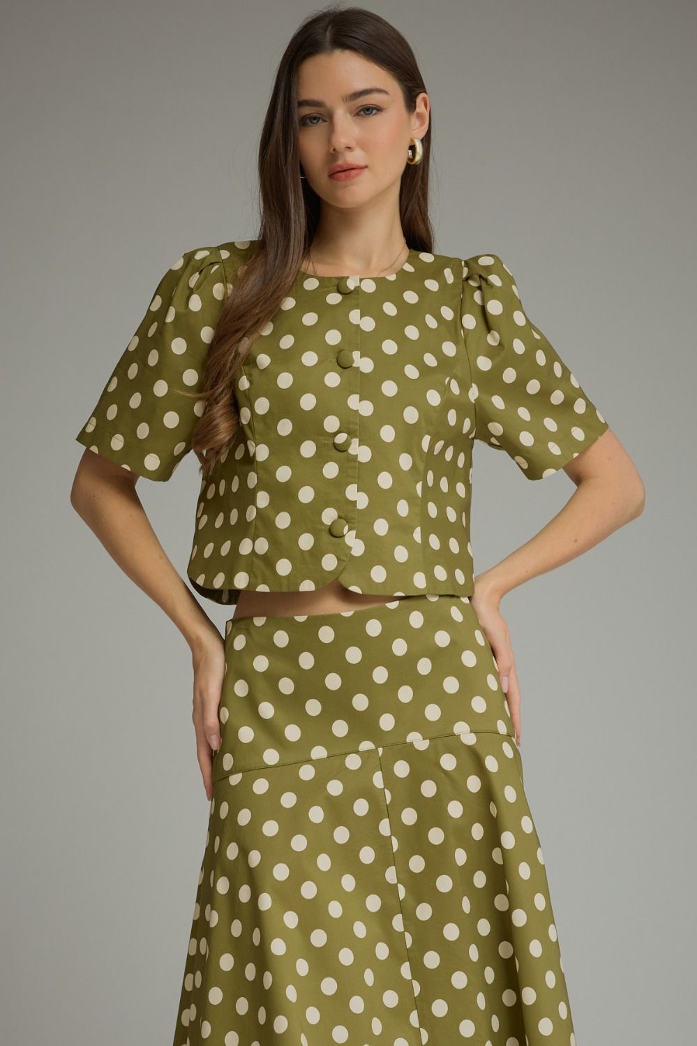 Dot to Dot Top - Olive
