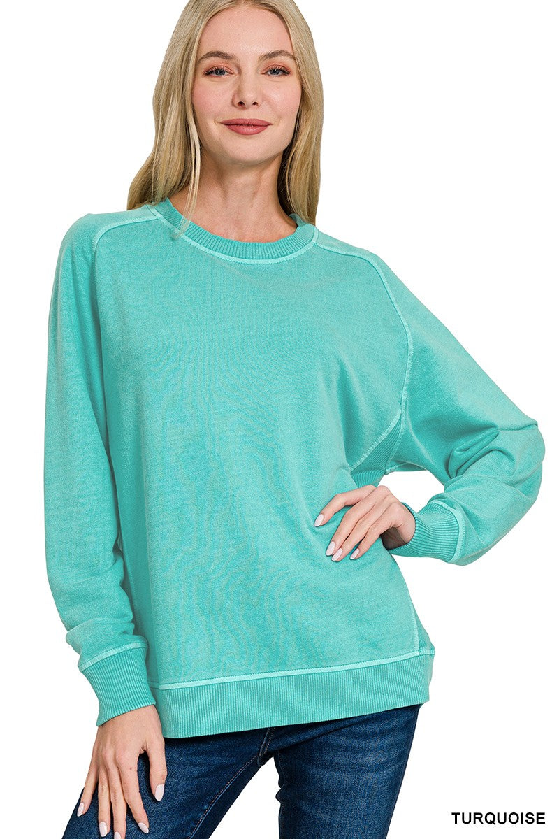 French Terry Basic Top - Turquoise