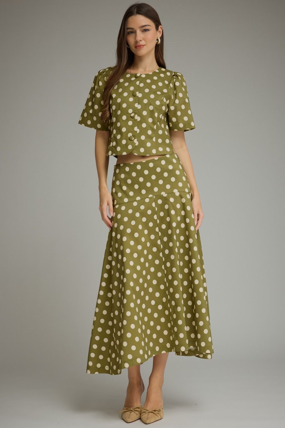 Dot to Top Skirt - Olive