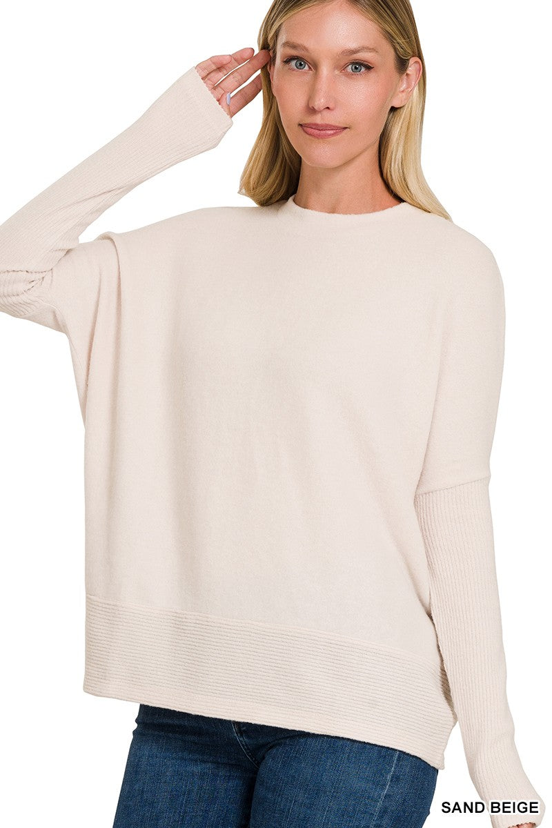 Brushed Hacci Dolman Sleeve Top