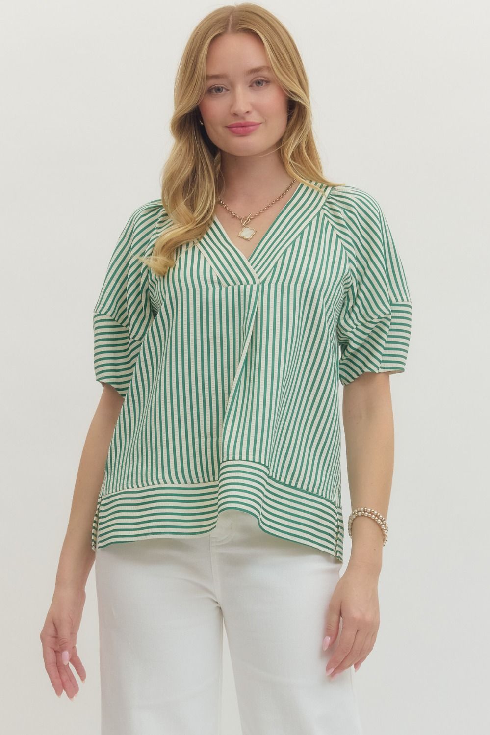 Easy Days Peplum Top - Green