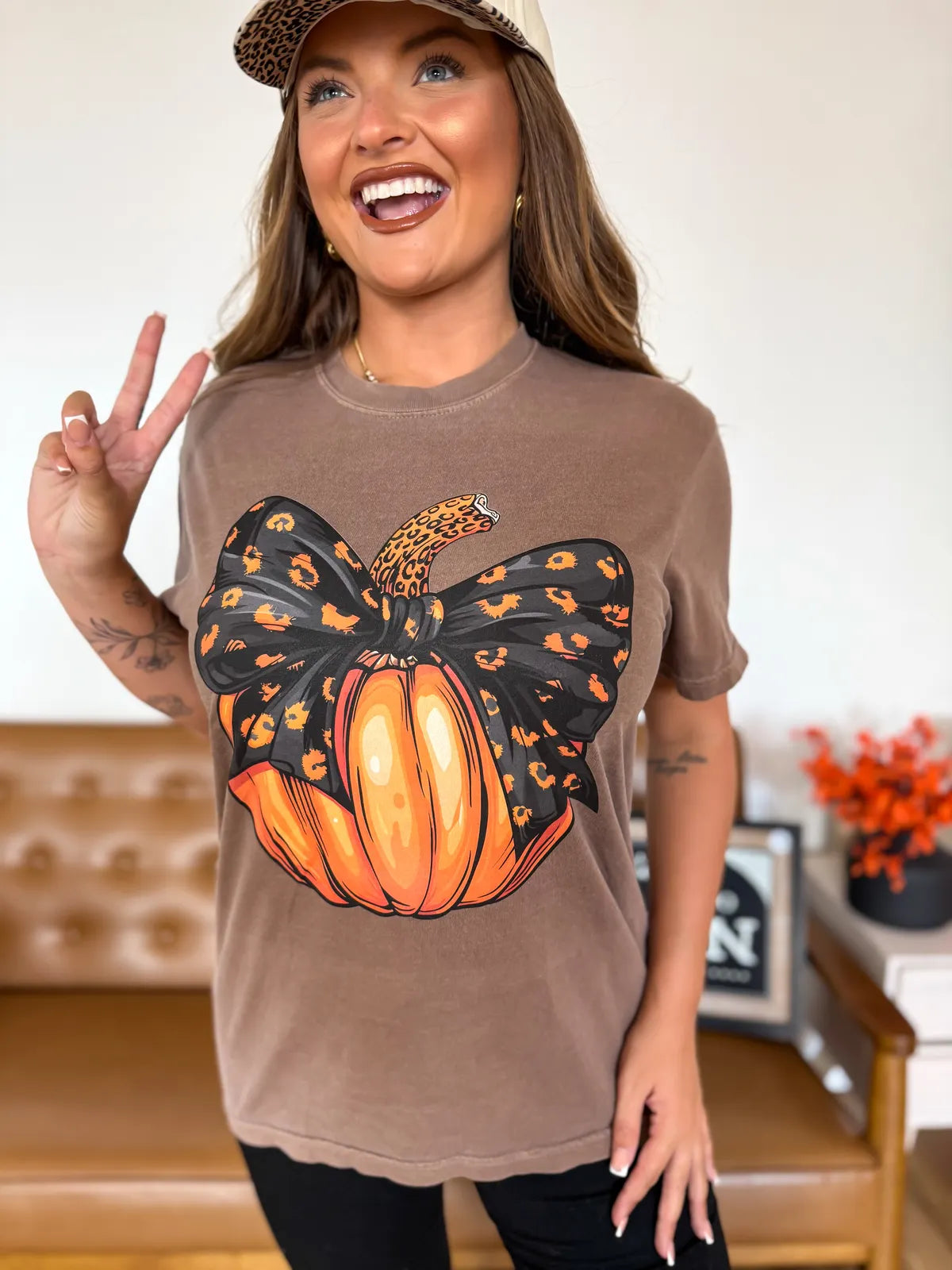 Leopard Pumpkin Espresso Tee