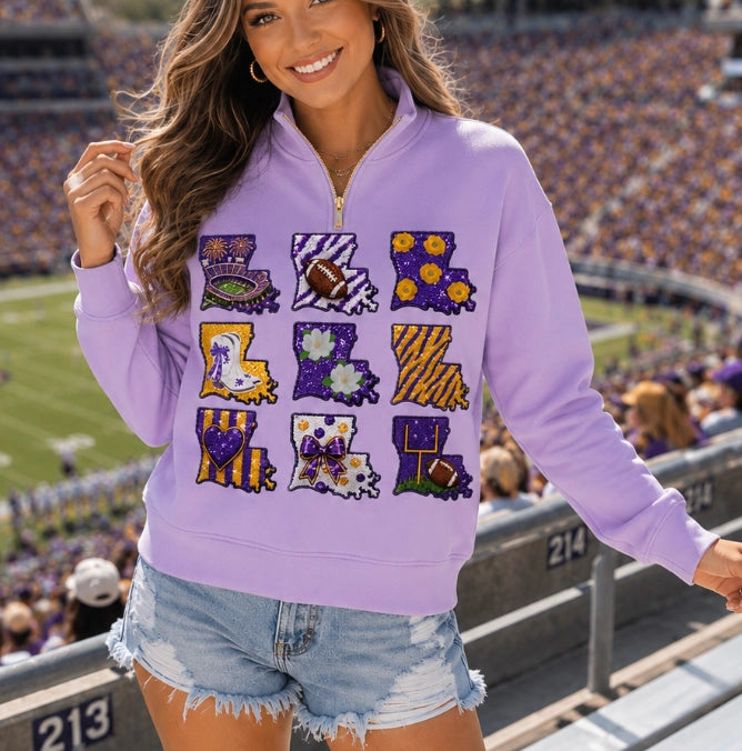 Louisiana State Embroidery & Sequin Sweatshirt