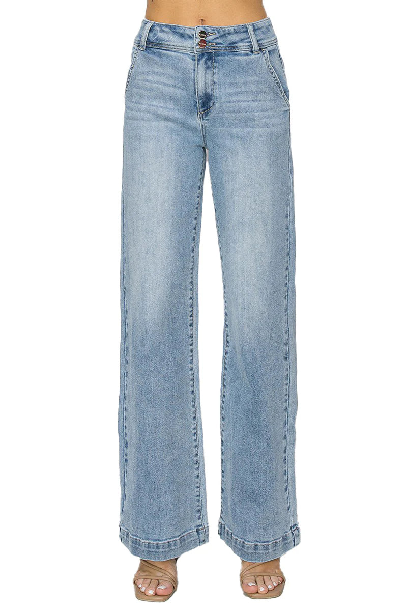 Risen High Rise Double Button Jean