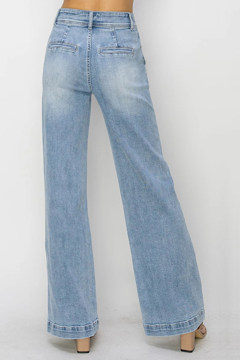 Risen High Rise Double Button Jean