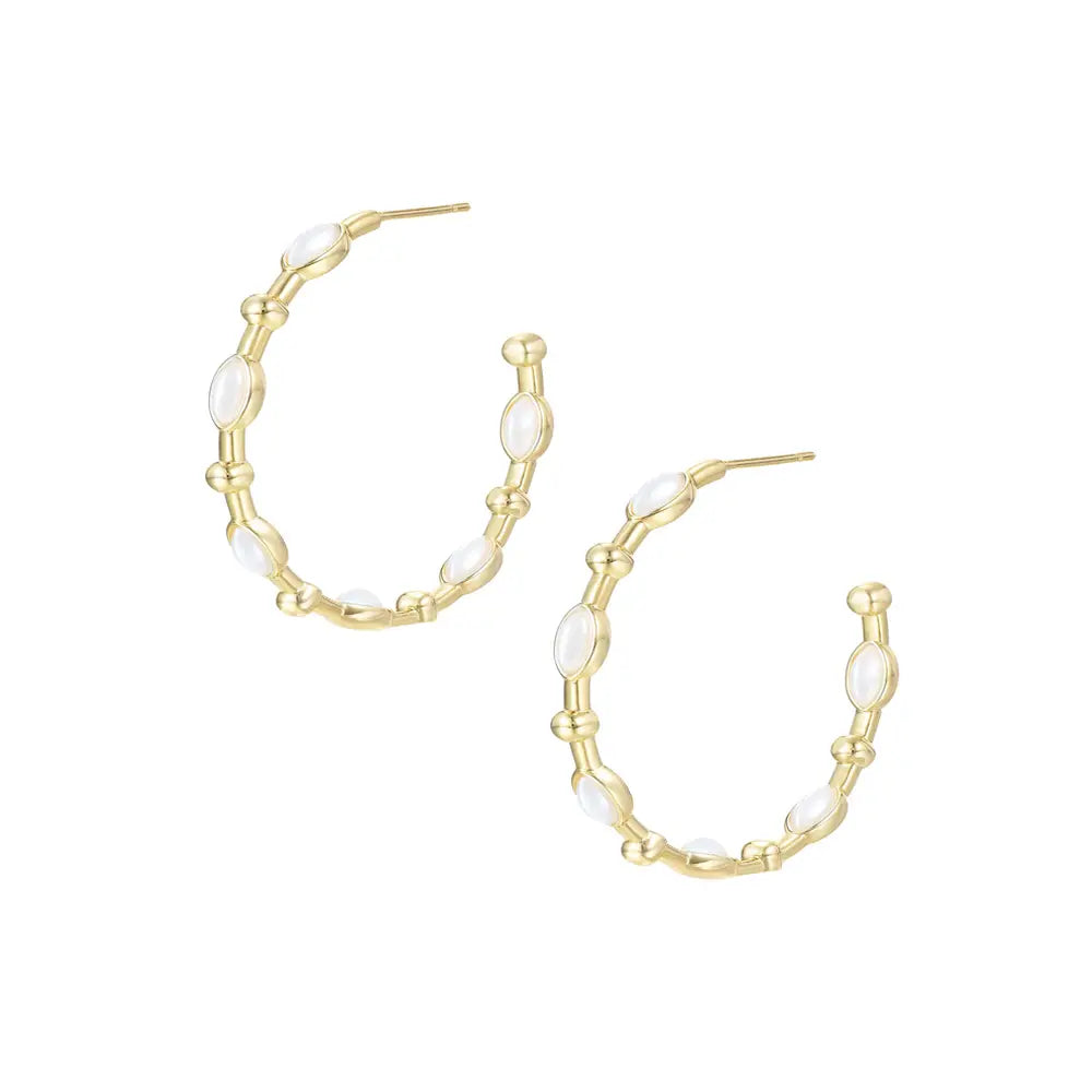 Solaris Hoop Earrings in Pearl