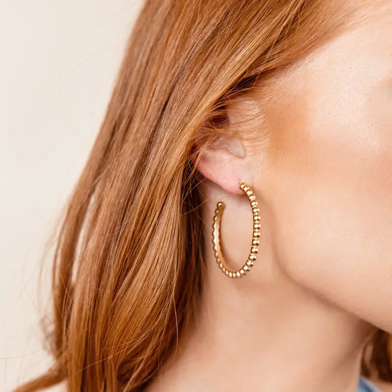 Beaded Hoop Earrings in Gold - Natalie Wood
