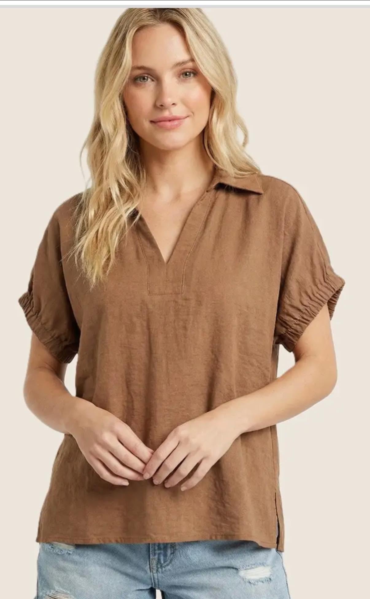 Mocha Moments Johnny Collar Top