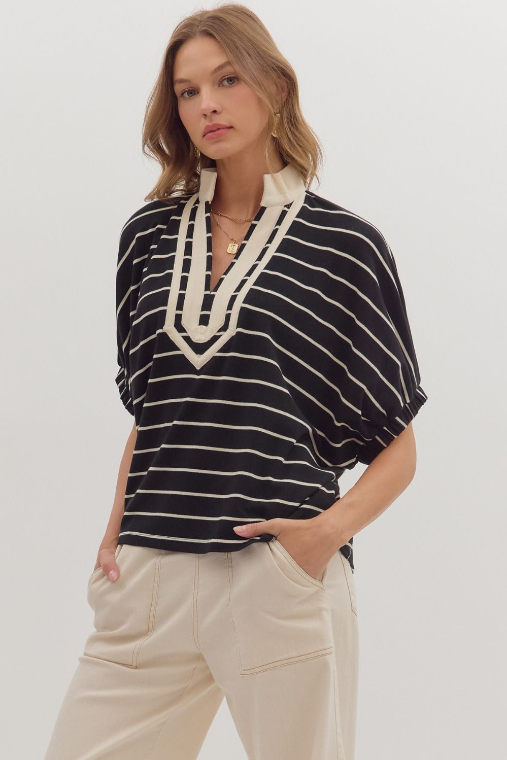 Weekend Stripes Top - Black