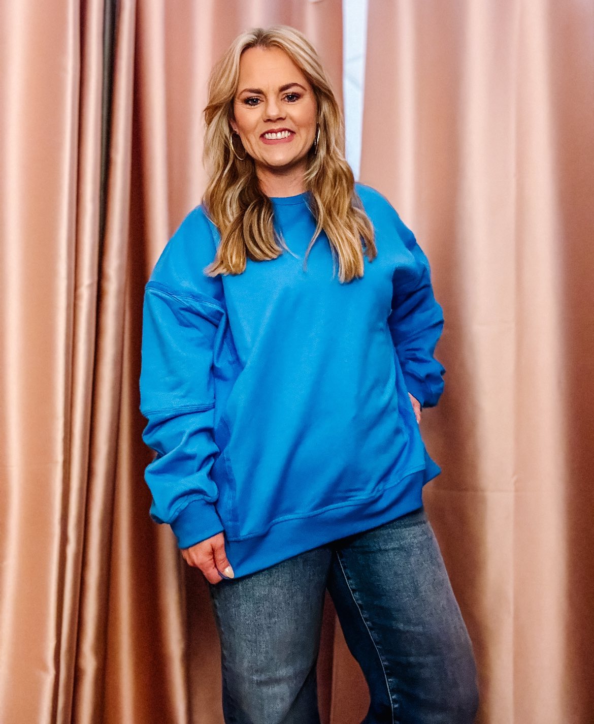 Sonic Blue Crewneck Cozy Pullover