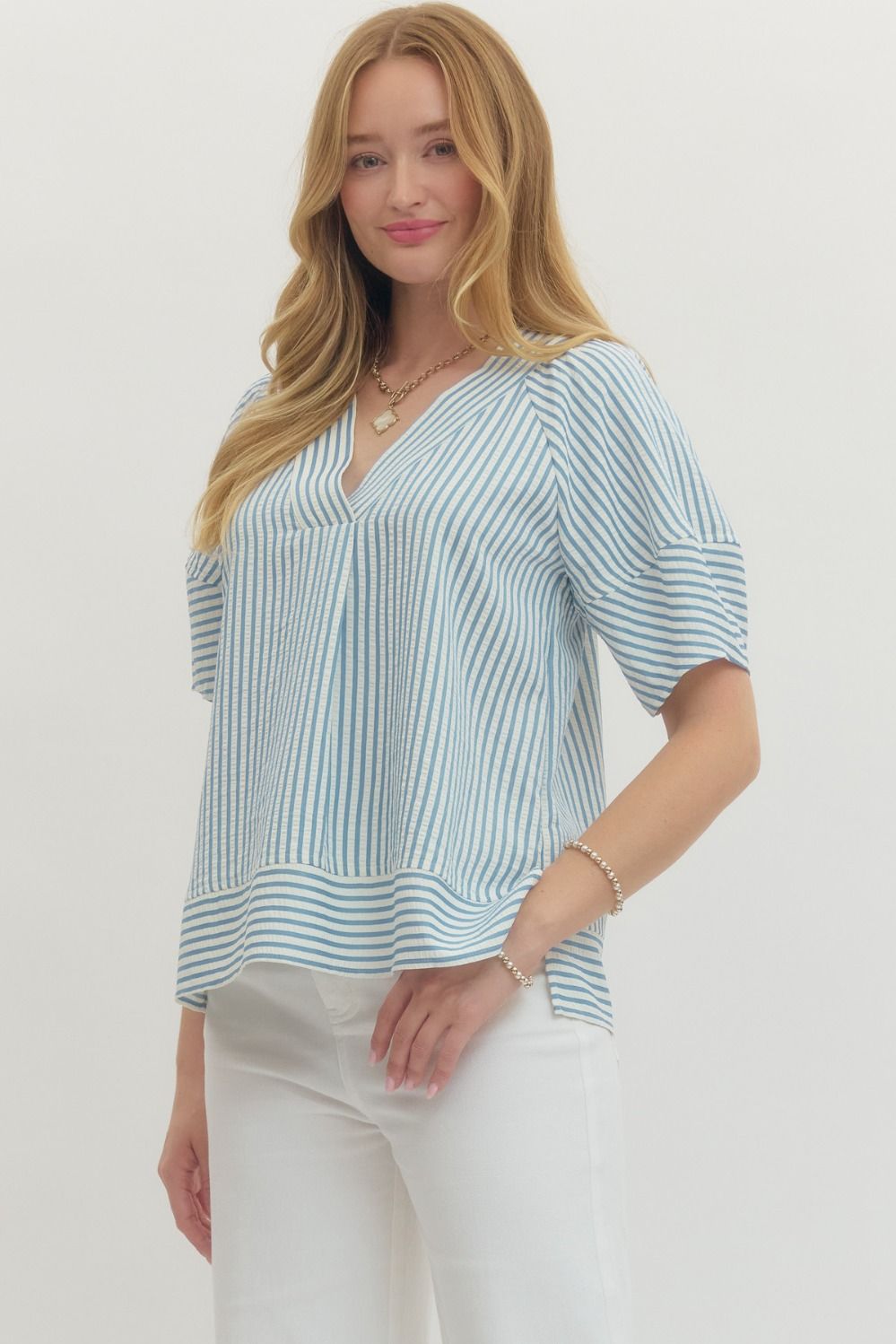 Easy Days Peplum Top - Blue