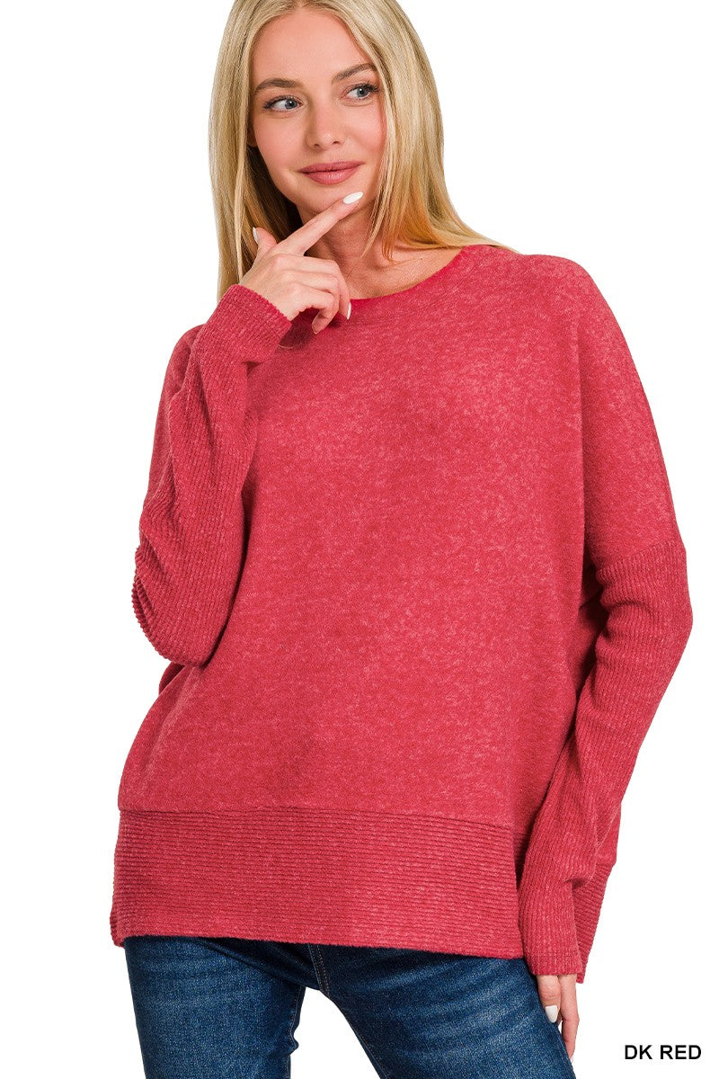 Brushed Hacci Dolman Sleeve Top
