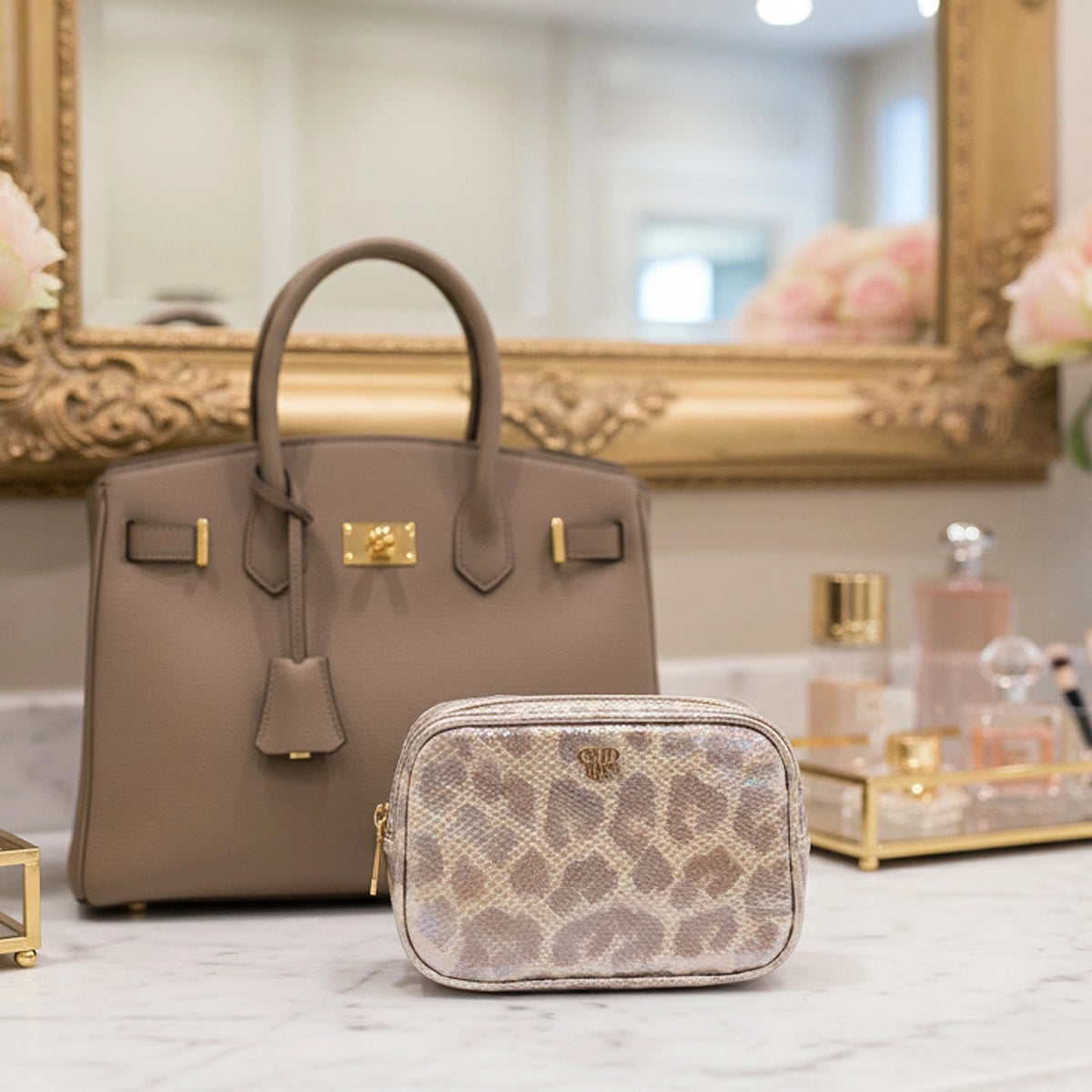 Littmini • Lighted Mirror Case • Glimmer Leopard