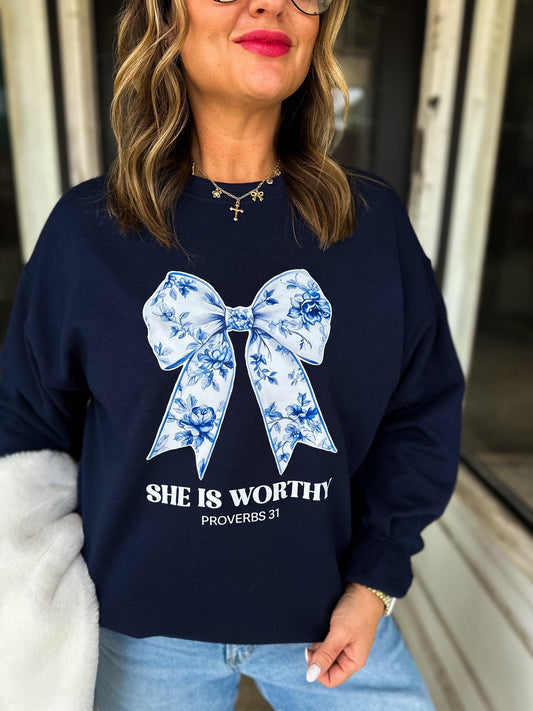She Is Worthy Sweatshirt