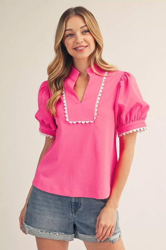 Pretty in Pink Scallop Top