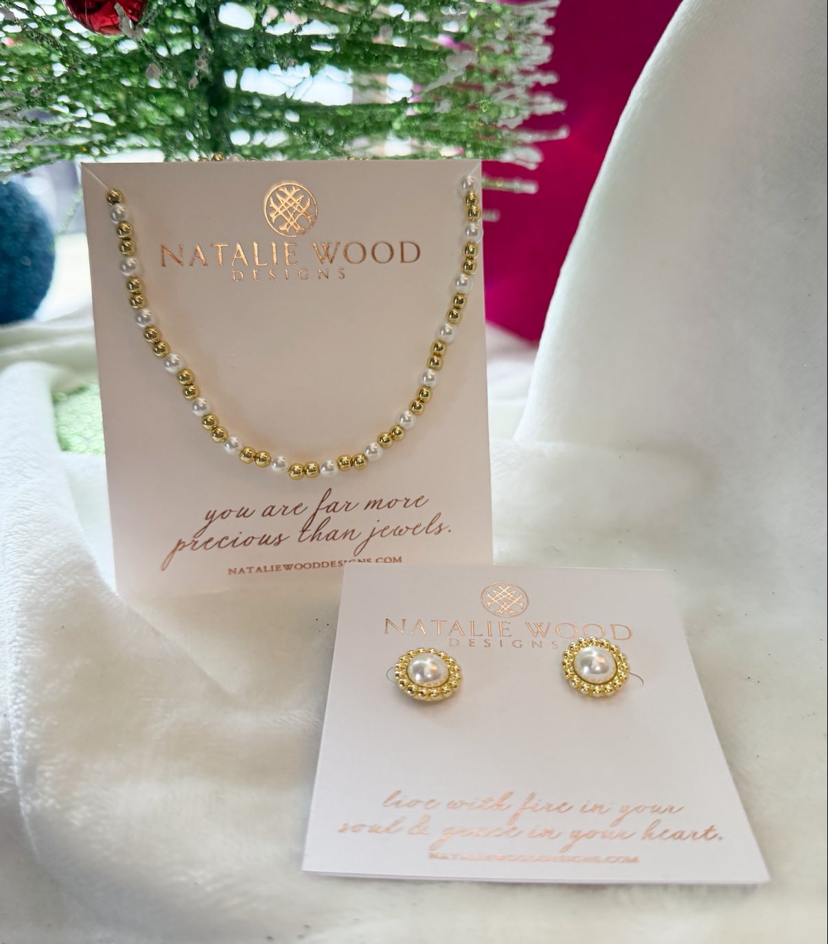 Allure Stud Earrings in Ivory Pearl/Gold