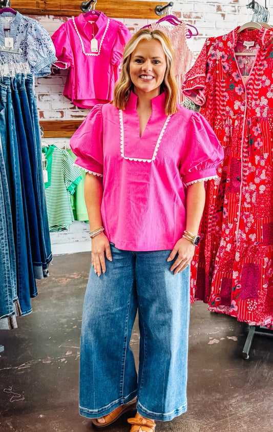 Pretty in Pink Scallop Top