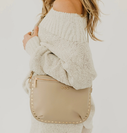 Pebble Sabrina Studded Bum Bag - Taupe