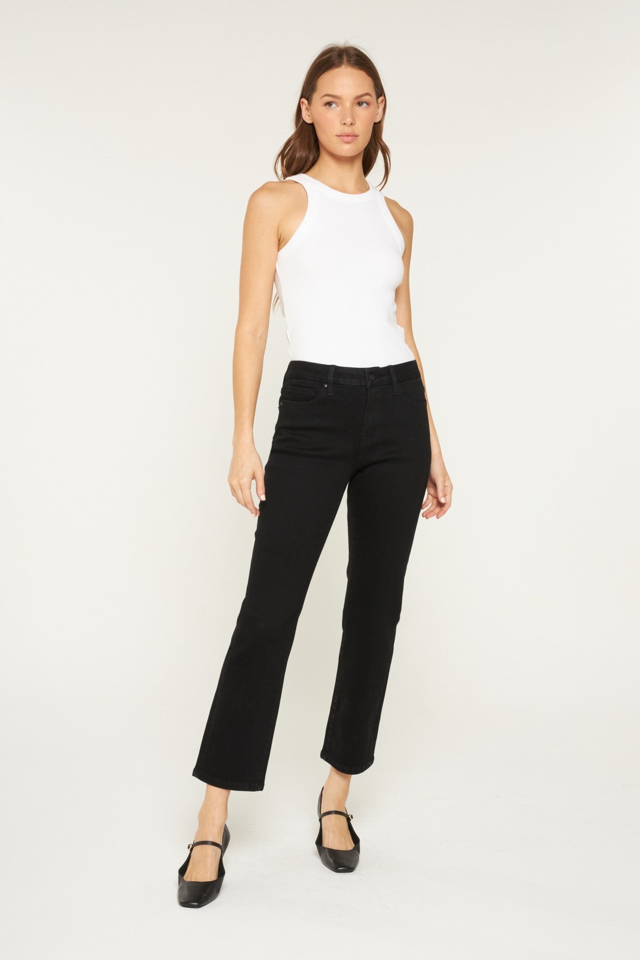 Gentle Night Mid-Rise Ankle Straight Jeans by Mica
