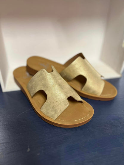 Gold Metallic Bogalusa Sandal By Corkys