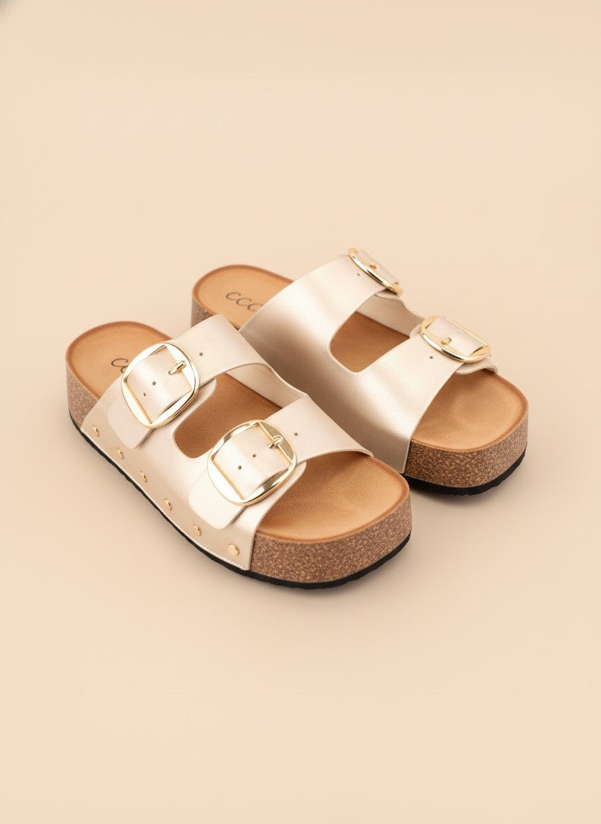 Golden Hour Buckle Slides – Champagne