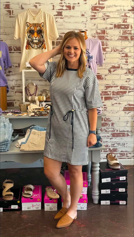 Navy Days Check Dress