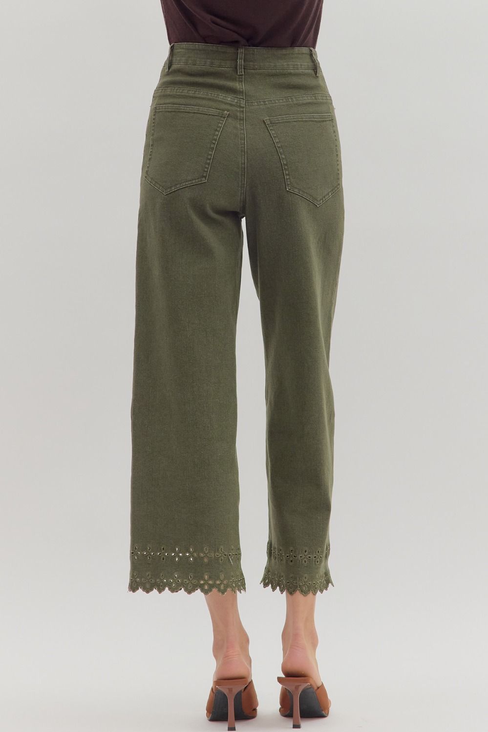 Embroidered Bloom Ankle Pants