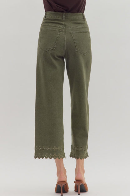 Embroidered Bloom Ankle Pants