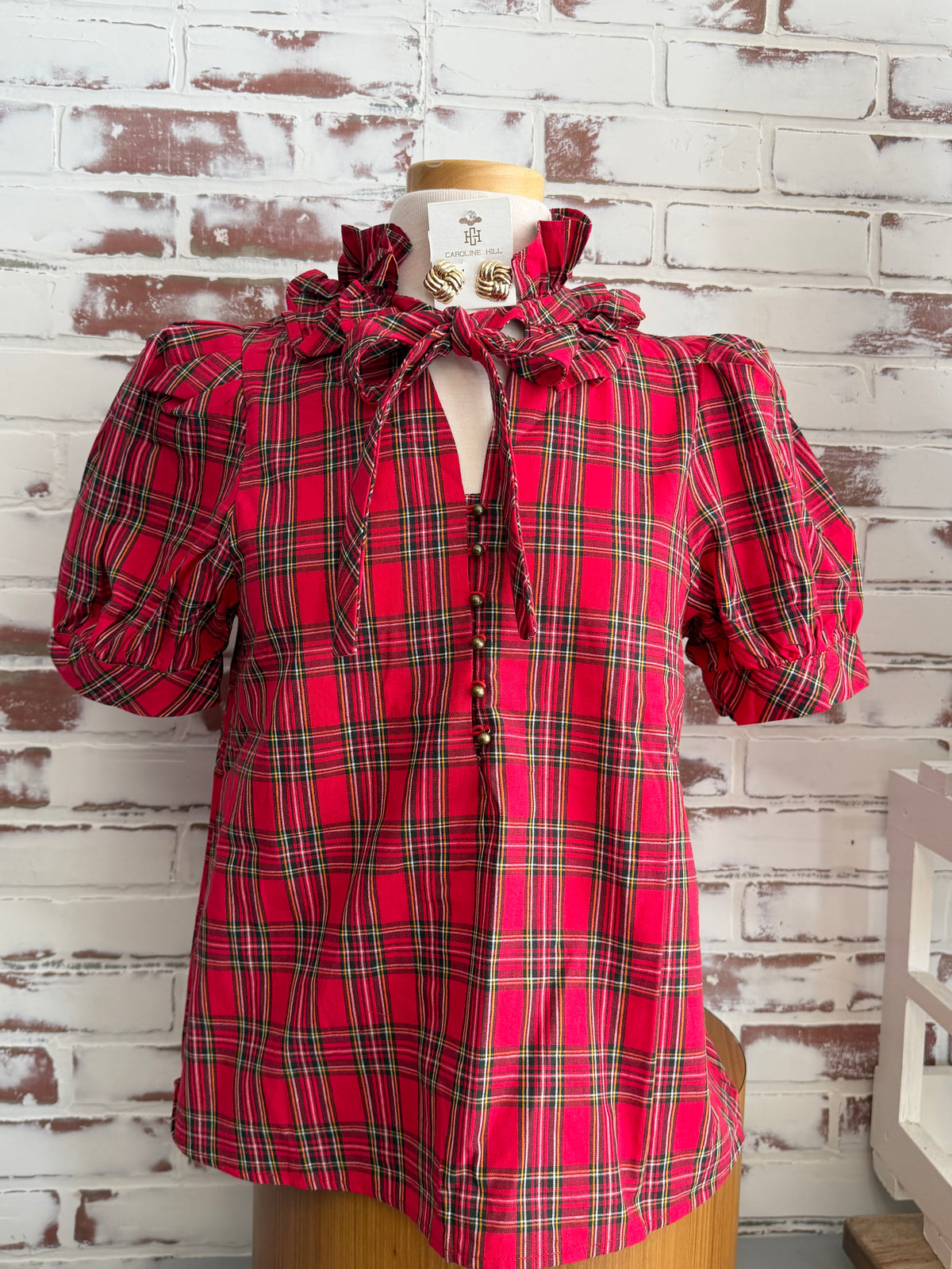 Pretty In Plaid Bow Top