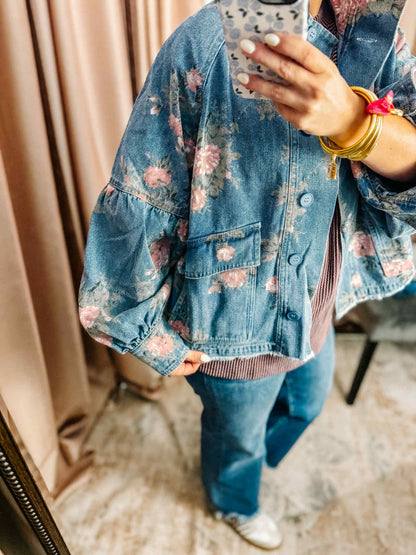 Denim Blossom Jacket