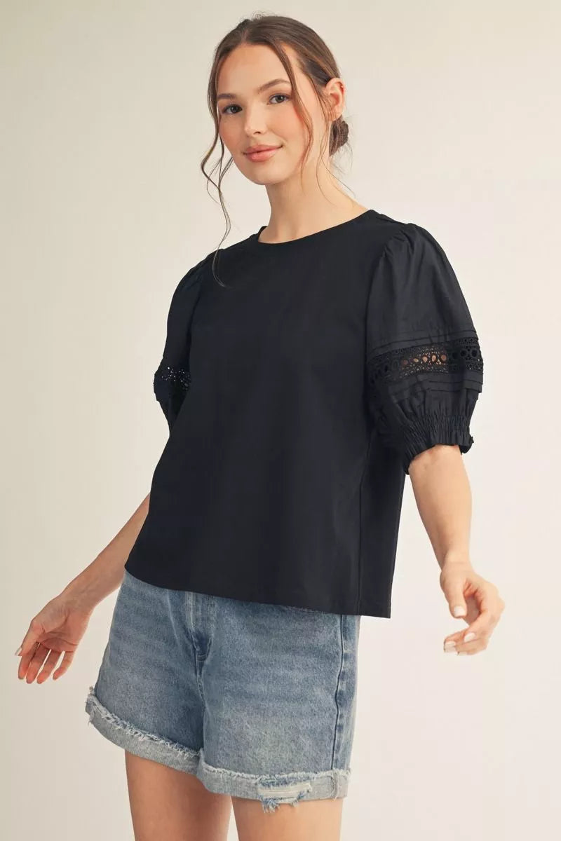 Midnight Grace Lace Top - Black