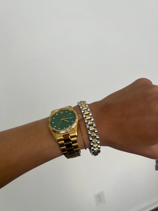 The Chain Watch Band Diamond Two Toned Pearl By Chan*Sutt