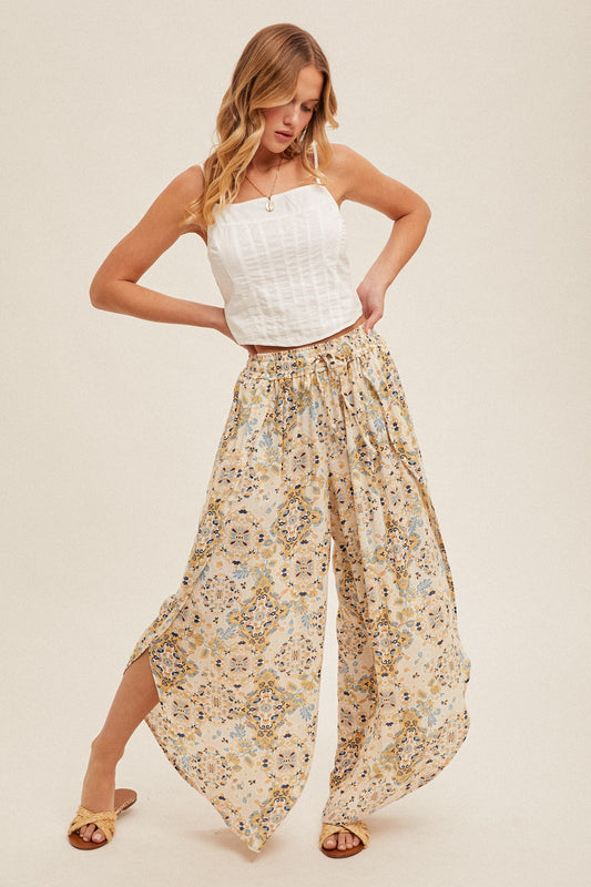 Mosaic Printed Tulip Hem Pants
