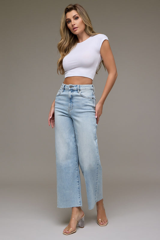 Skyline Wide Leg Cropped Jeans by Hidden