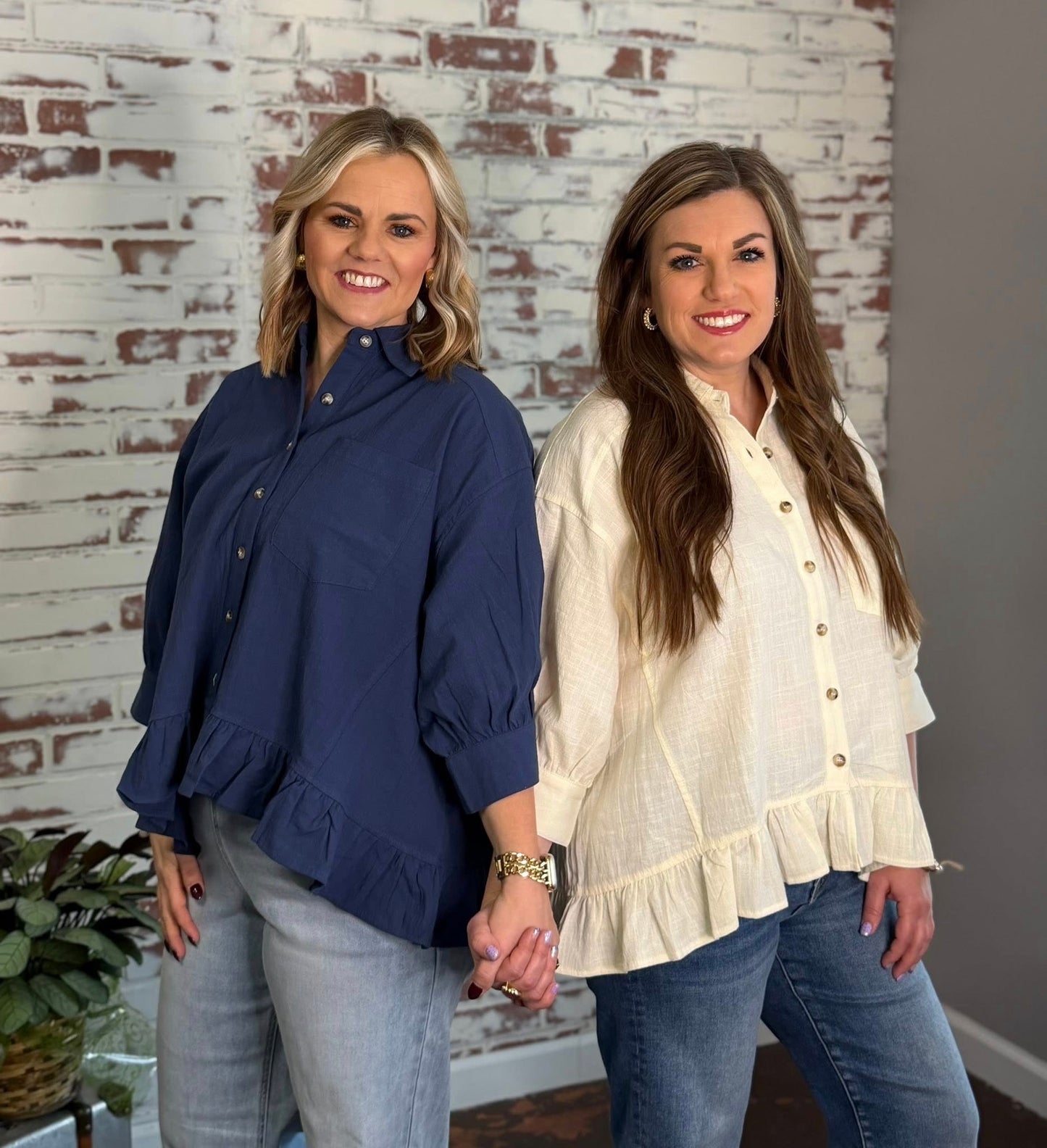 Easy Days Peplum Top - Navy