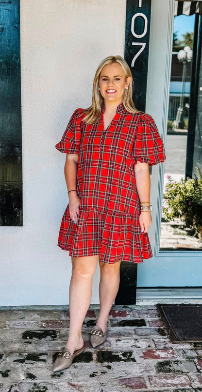Tinsel & Twirl Plaid Dress