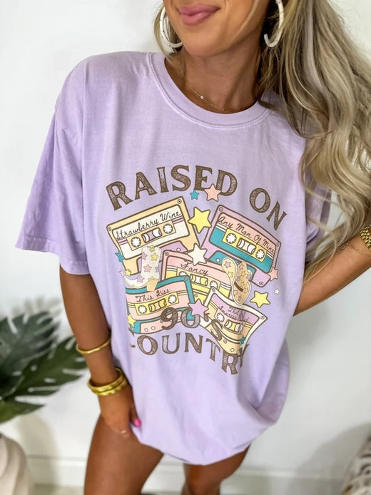 Raised On 90's Country Orchid Graphic Tee