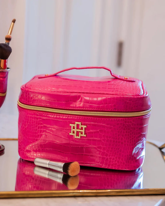 Hampton Train Case Hot Pink