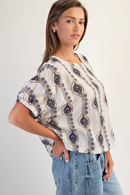 Midnight Mosaic Floral Blouse