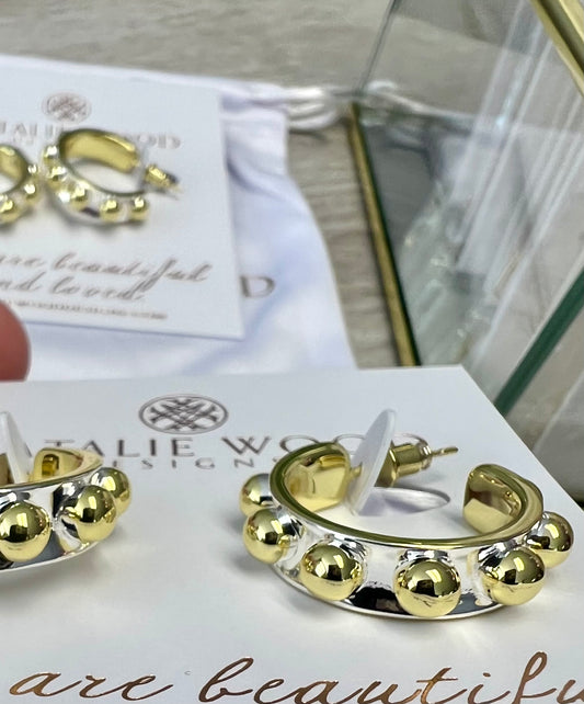 Enchanted Mini Beaded Hoop Earrings in Silver/Gold - Natalie Wood
