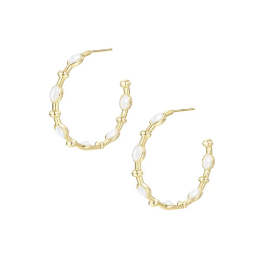 Solaris Hoop Earrings in Pearl