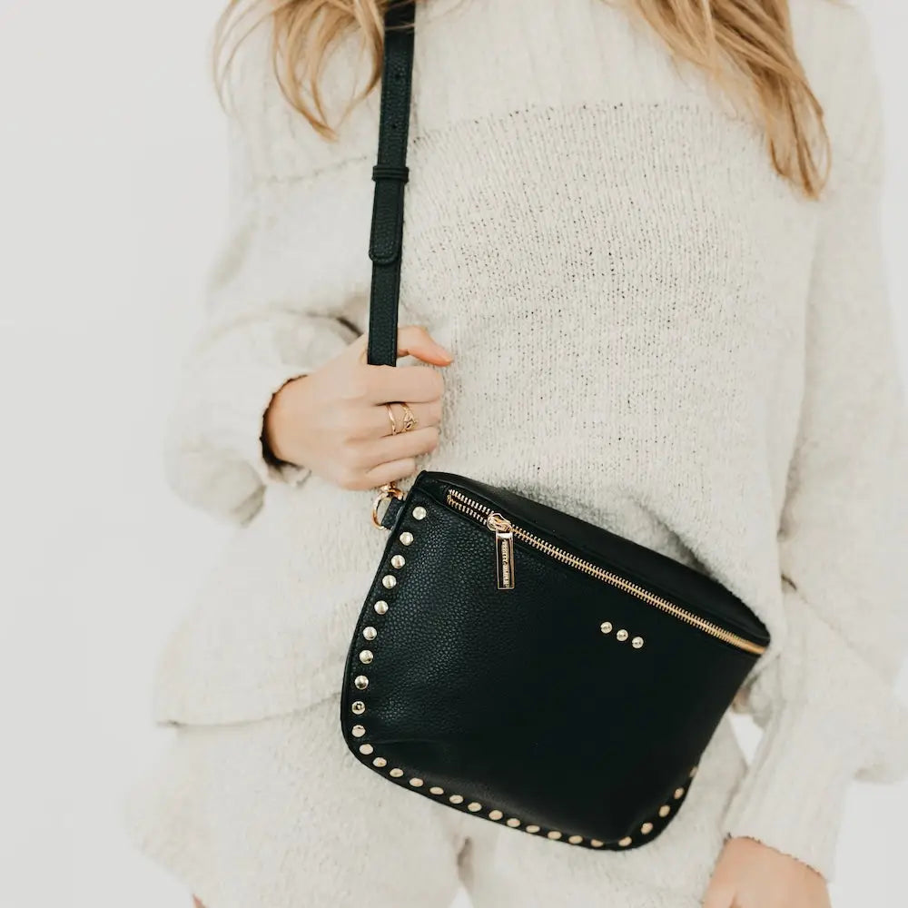 Pebble Sabrina Studded Bum Bag - Black
