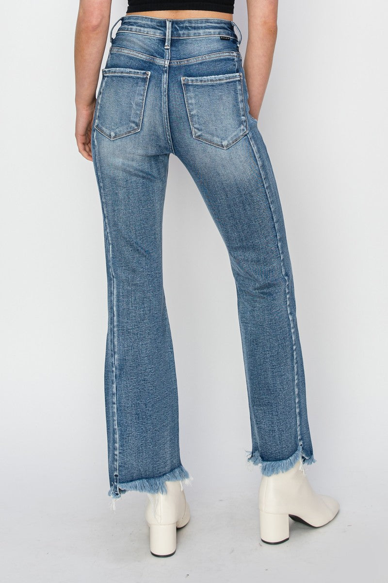 Risen High Rise Crop Flare Seam Jeans