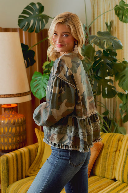 Camo & Lace Top