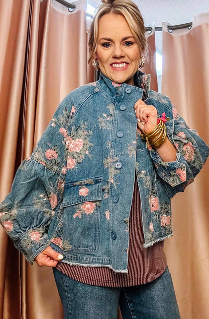 Denim Blossom Jacket