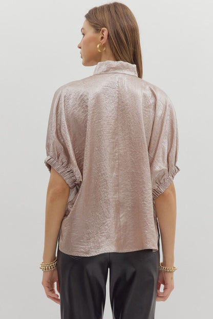 Champagne Glow Metallic Top