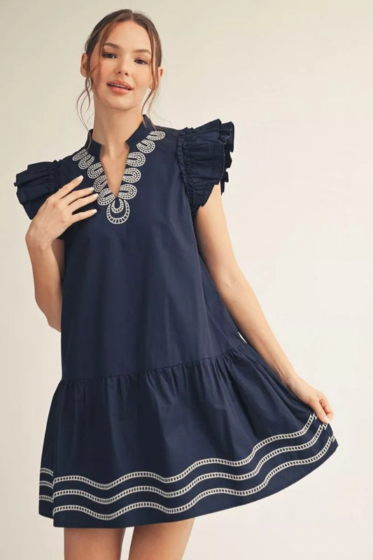 Midnight Grace Embroidered Dress