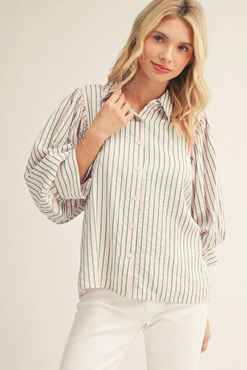 Blushing Stripe Charm Top